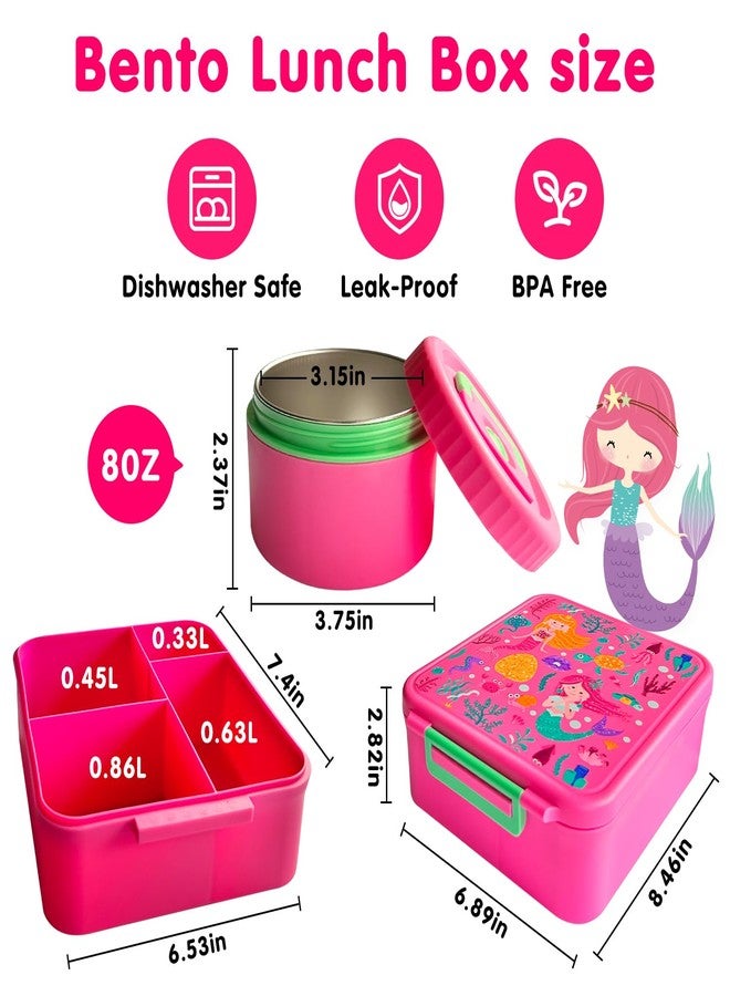 Doiaz Kidz Bento Lunch Box with Soup Thermo, 4 Compartments Lunch Box Containers Leak proof, Insulated Food Jar for Travel Picnic - Image 3